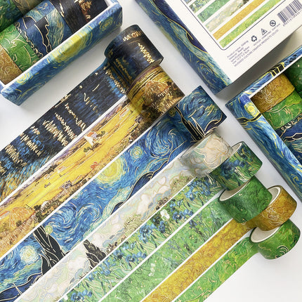8 Rolls Van Gogh Washi Tape Set - Artistic Masking Tapes for Journaling, Scrapbooking & DIY Crafts