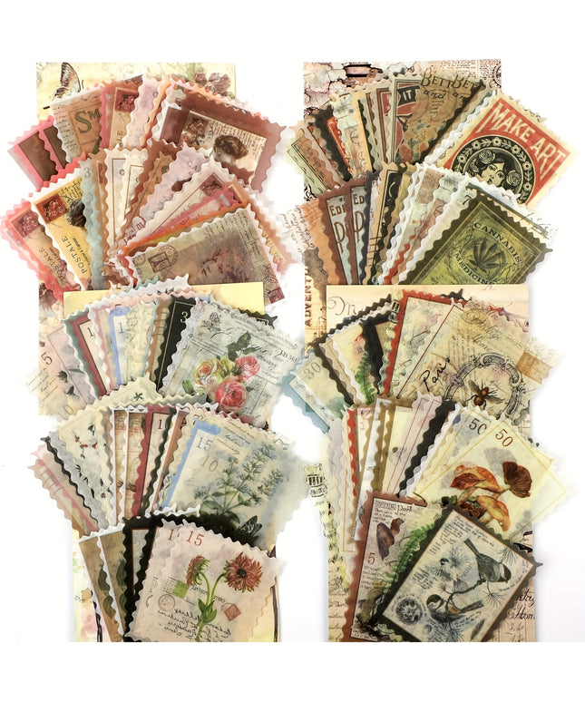 240 Pcs Vintage Washi Stickers Set - 4 Styles Journaling Stickers for Scrapbook, Diary, Notebook, Laptop, Photo Album & DIY Crafts Decoration