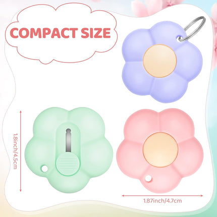30pcs Flower Shaped Mini Retractable Utility Knives with Keychain Hole for Office, Home, Craft Use