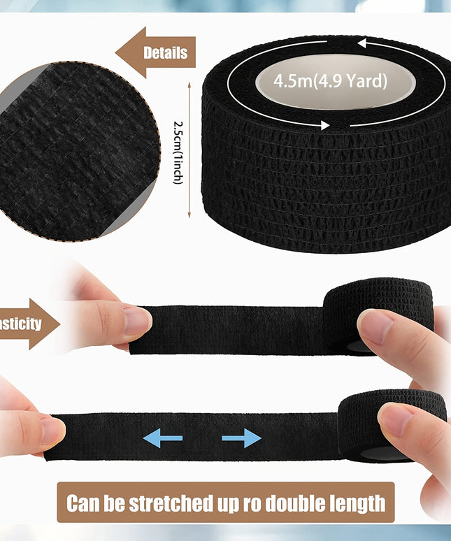 48pcs Self Adhesive Bandage Wrap - Breathable Cohesive Tape for Tattoo Grips & Sports Injury Support