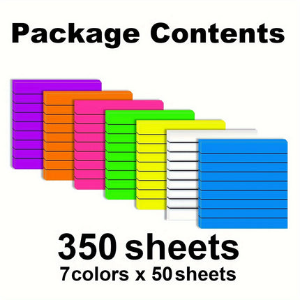 7 Pads Clear Waterproof Self Transparent Lined Sticky Notes for Office, Home, School 350 Sheets