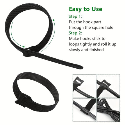 120 Pcs Reusable Hook and Loop Cable Ties - Adjustable Cord Organizer Straps for Wire Management, Computer, TV & Electronics