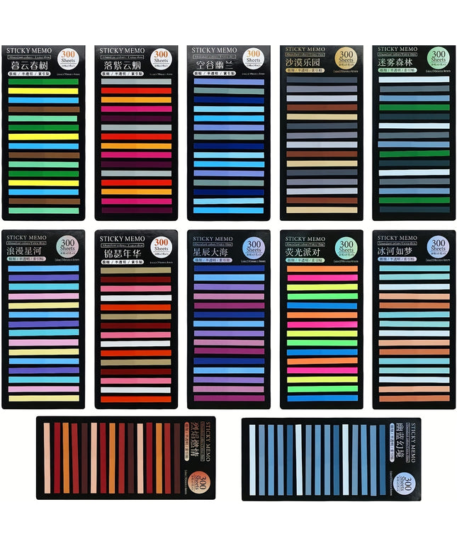 3600 Sheets Translucent PET Index Tabs | 12-Color Waterproof Page Markers for Books, Study Notes & Document Organization | Fine Fluorescent Sticky Stickers