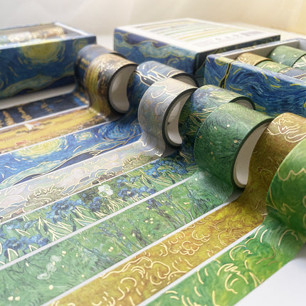 8 Rolls Van Gogh Washi Tape Set - Artistic Masking Tapes for Journaling, Scrapbooking & DIY Crafts