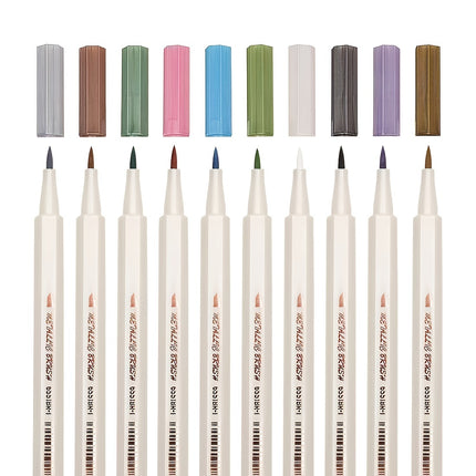 10pcs Metallic Brush Tip Marker Pens Set - Non-Toxic Water-Based Ink for Calligraphy, Card Making, Rock & Mug Painting