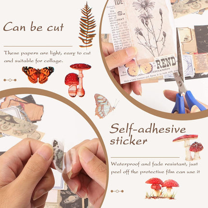 400 Pcs Washi Scrapbook Paper Stickers Set - Nature & Universe Theme Decorative Paper Stickers for Scrapbook Photo Album Journal DIY Craft Projects
