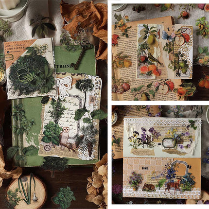 240PCS Waterproof Nature Stickers - Flowers, Leaves & Animals for Journaling, Planners & DIY Crafts