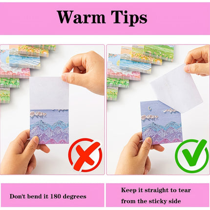 Oil Painting Scenery Sticky Notes - 640 Sheets Self-Stick Pads, 80 Sheets/Pad, Aesthetic Landscape Notepads for Office & School