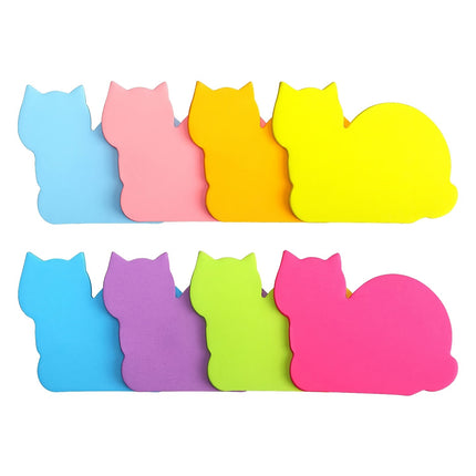 240 Sheets Cat Shape Sticky Notes 8 Color Bright Colorful Sticky Pad 30 Sheets / Pad