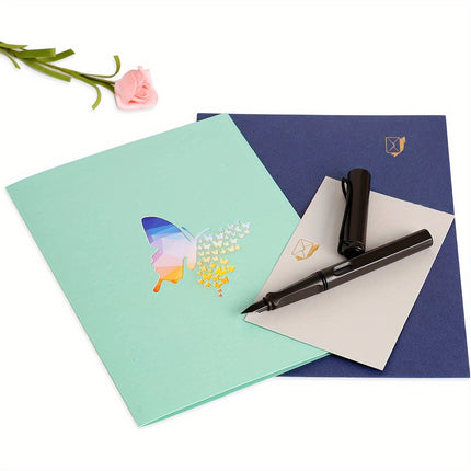 1pc Butterfly 3D Pop Up Greeting Card with Envelope for Women Wife Girl Daughter Girlfriend Wedding Mothers Day
