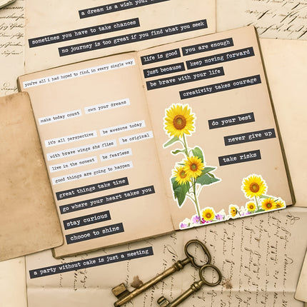 32 Sheets Quote Phrase Word Stickers for Scrapbooking Vintage Scrapbook Sentiment Stickers Junk Journal Planners DIY Card Making Collage Album Aesthetic Stickers