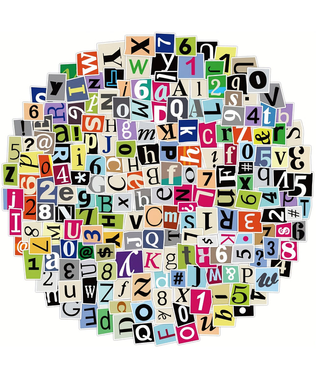 200Pcs Waterproof Alphabet Stickers  A-Z Letters 0-9 Numbers for Scrapbooking Notebook Classroom Decor Door Mailbox Water Bottle Laptop DIY Craft Projects Durable Adhesive