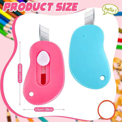 48Pcs Cute Mini Box Cutter Utility Knife Retractable Portable Utility Pocket Knife Opener Letter Openers for Back to School Supplies Students Office School Class Stationery DIY Crafts