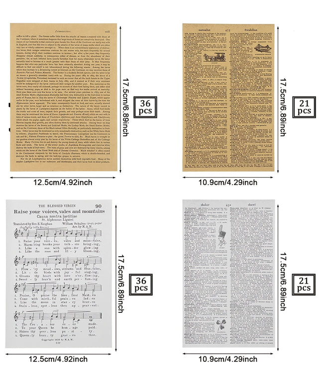 114pcs Junk Journal Pages Vintage Pack Kraft Paper, Junk Journal Vintage Paper for Scrapbooking