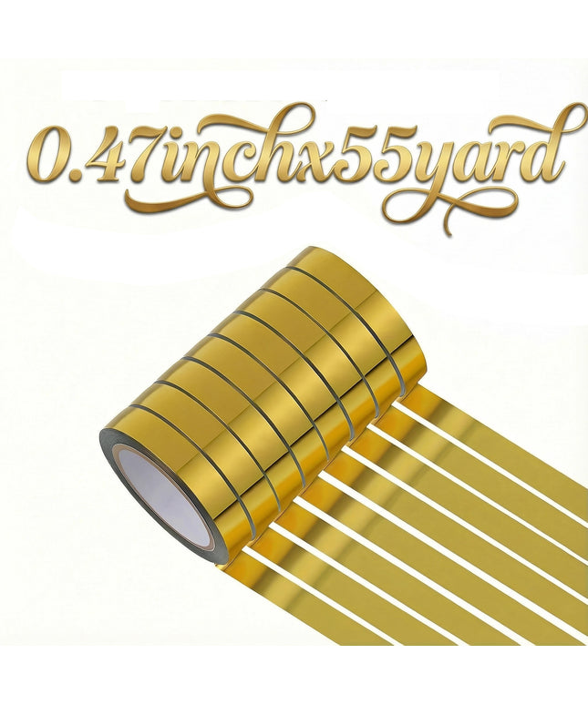 Gold Metallic Mirror Tape - 8 Rolls Reflective Adhesive for Wall Decor, Gift Wrapping & DIY Crafts 55 Yard