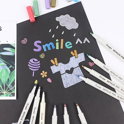12pcs Fine Point Metallic Marker Pens for Black Paper, Rock Painting, Ceramics & DIY Crafts - Acid-Free Quick Dry