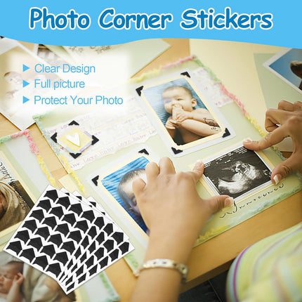 432 Pcs Self-Adhesive Photo Corners - Acid-Free Black Picture Corners for Scrapbooking, Photo Albums, Memory Books & DIY Craft Projects