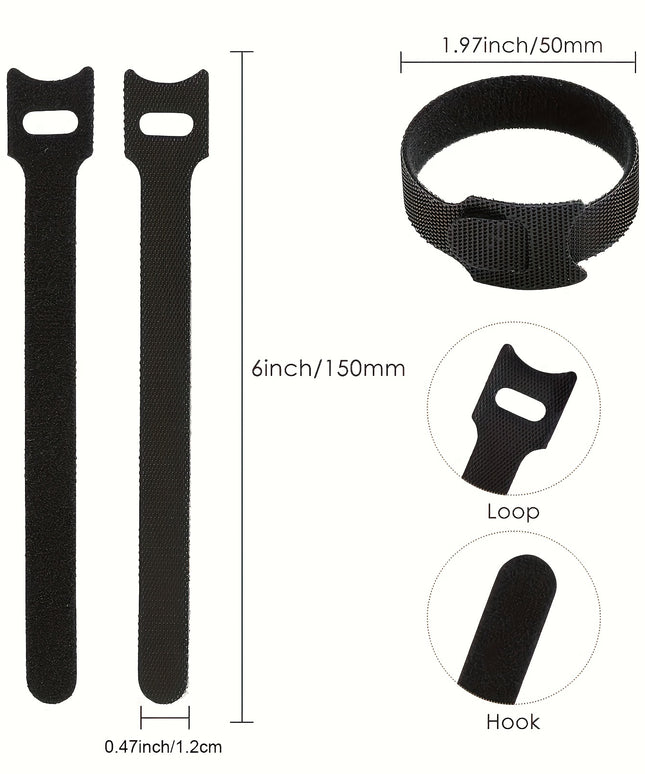 120 Pcs Reusable Hook and Loop Cable Ties - Adjustable Cord Organizer Straps for Wire Management, Computer, TV & Electronics