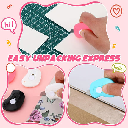 48Pcs Cute Mini Box Cutter Utility Knife Retractable Portable Utility Pocket Knife Opener Letter Openers for Back to School Supplies Students Office School Class Stationery DIY Crafts