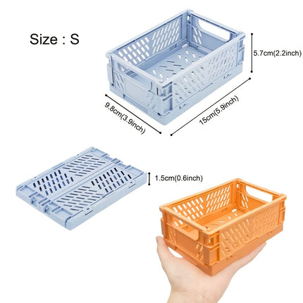 5 Pcs Collapsible Mini Storage Baskets - Stackable Plastic Desk Organizers for Home, Kitchen, Office & Bathroom