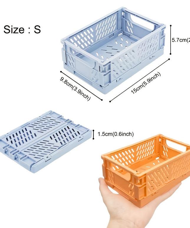 5 Pcs Collapsible Mini Storage Baskets - Stackable Plastic Desk Organizers for Home, Kitchen, Office & Bathroom