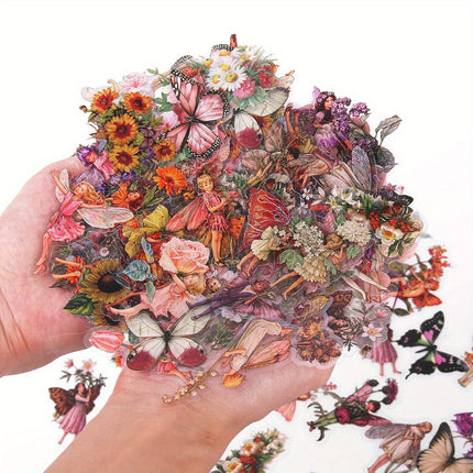 180-Piece Transparent Flower Fairy Butterfly Sticker Set for Journaling, Scrapbooking & DIY Crafts | Vintage Decorative Stickers for Planners, Cards & Albums