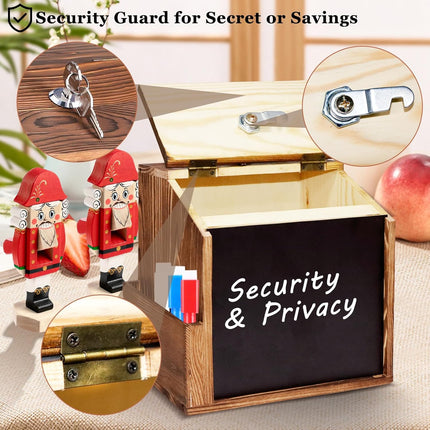 Versatile Wooden Locking Box with Chalkboard & Slot - Multi-Purpose Donation, Suggestion, Prayer & Ballot Box for Wall or Countertop Mount