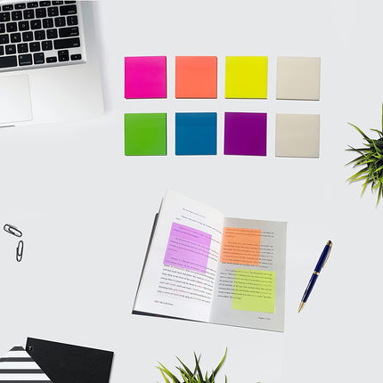 500 Sheets Waterproof Transparent Sticky Notes - 10 Pads Translucent Color Memo Pad for Office, School & Home