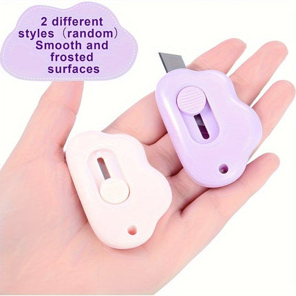6pcs Cloud Mini Utility Knife Box Cutter With Keychain Hole Portable
