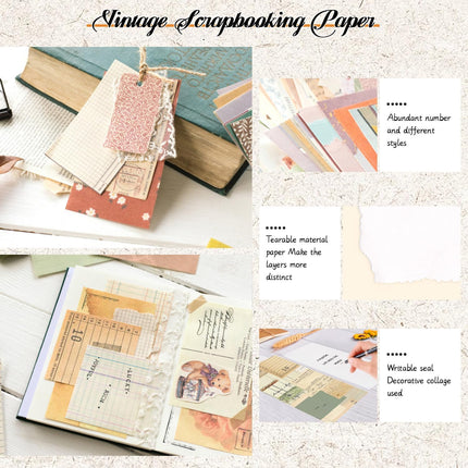 860pcs Vintage Scrapbook Paper Kit - 16 Theme Aesthetic Journaling Supplies for Scrapbooking, Planner, Bullet Junk Journal, Retro Crafts & Collage