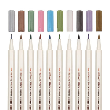 10pcs Metallic Brush Tip Marker Pens Set - Non-Toxic Water-Based Ink for Calligraphy, Card Making, Rock & Mug Painting
