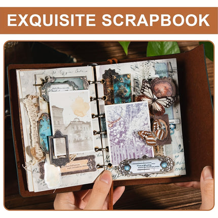 120pcs Vintage Scrapbook Stickers with Antique Labels for Scrapbooking, DIY Crafts, Journaling & Junk Journal | Retro Craft Supplies