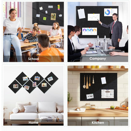 12 Pack Cork Bulletin Board for Wall - 48"x36" Sound Absorbing Felt Tiles with Removable Adhesive Tabs for Home Office Kitchen