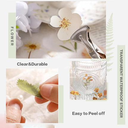 270 Pieces Flower Stickers Set - Waterproof Dried Floral Botanical Journaling Stickers for Scrapbook, Junk Journal, Bullet Journal, Planner & Crafts (1.42 inch/3.6 cm)