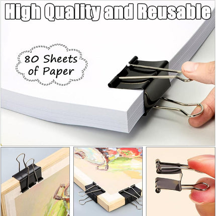 300pcs Heavy Duty Binder Clips, 1.25 Inch Medium Black Metal Paper Clamps for Office, School, Home & Business Use