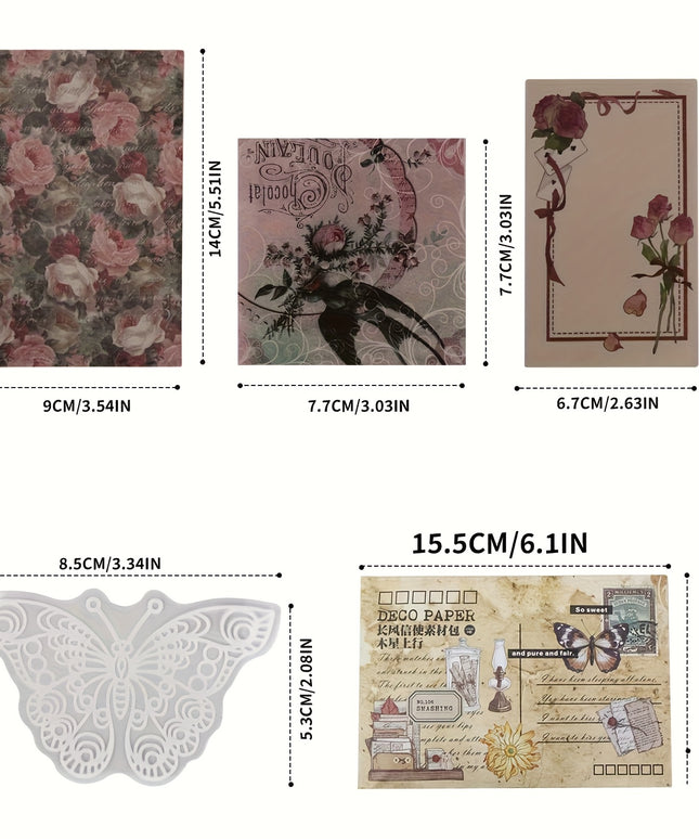 200 Pcs Vintage Washi Stickers Set - Mixed Media Scrapbooking Kit with Opaque Paper & Transparent PET Stickers for Journaling, DIY Crafts