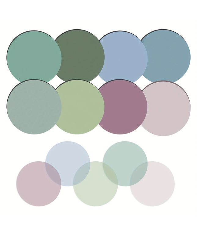 400pcs Morandi Round Transparent Sticky Notes - Clear Waterproof Book Markers & Page Flags for Office & Study Supplies (8 Color Pads)