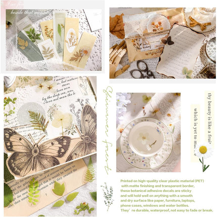 270 Pieces Flower Stickers Set - Waterproof Dried Floral Botanical Journaling Stickers for Scrapbook, Junk Journal, Bullet Journal, Planner & Crafts (1.42 inch/3.6 cm)